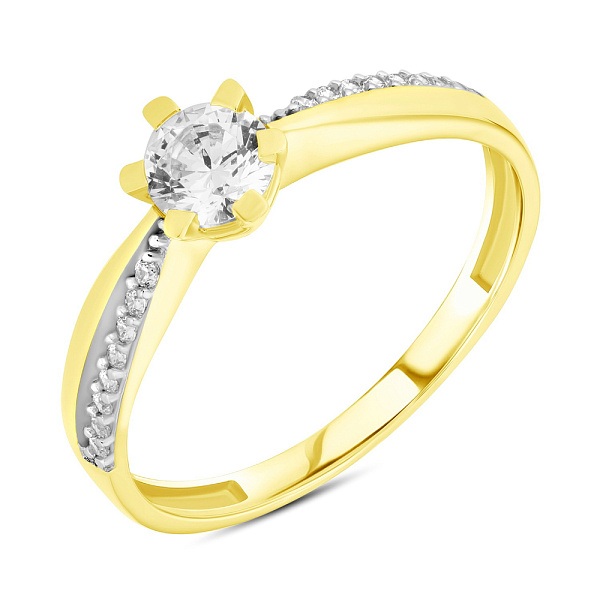 Каблучка з жовтого золота з фіанітами (арт. 154047ж) – зображення 1