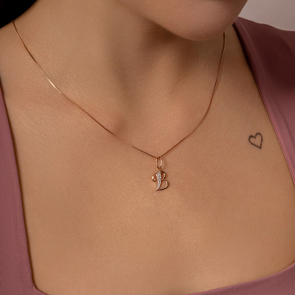 Подвеска из красного золота Буква В (арт. 440287) – изображение 2