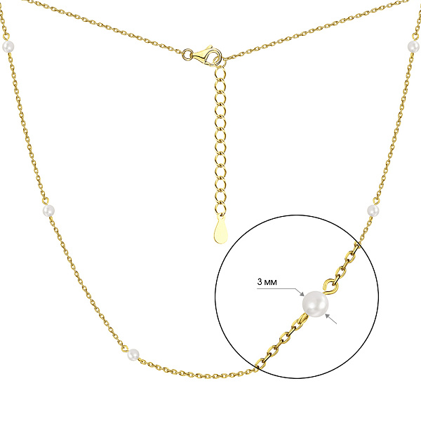 Колье из серебра с жемчугом и с желтым родированием (арт. 7507/1569жжб) – изображение 2