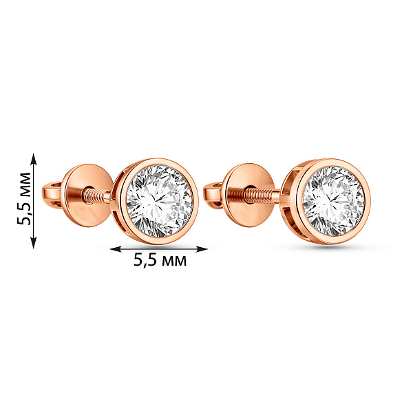 Золотые серьги пусеты с фианитом (арт. 110509) – изображение 3