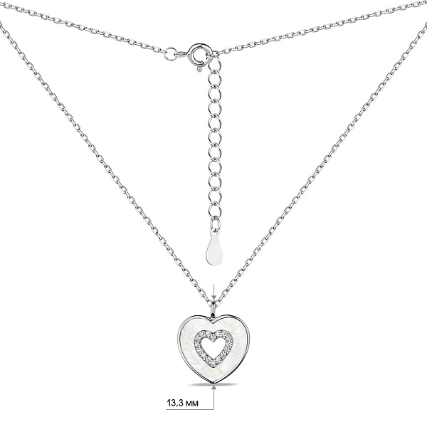 Серебряное колье Сердечко с перламутром и фианитами (арт. 7507/2180п) – изображение 3