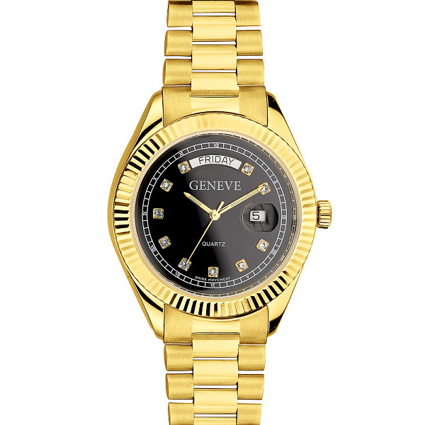 Золотые кварцевые часы с фианитами (арт. 260250жч) – изображение 2