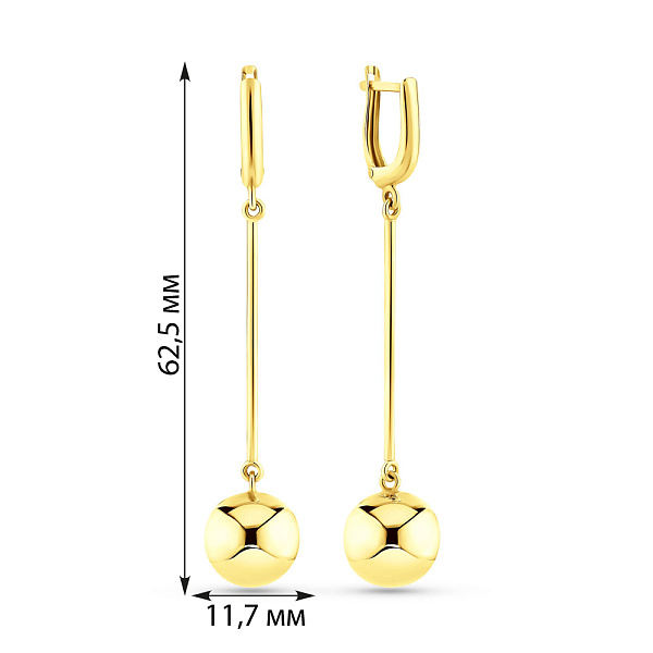 Сережки з жовтого золота без каміння (арт. 104606ж) – зображення 2