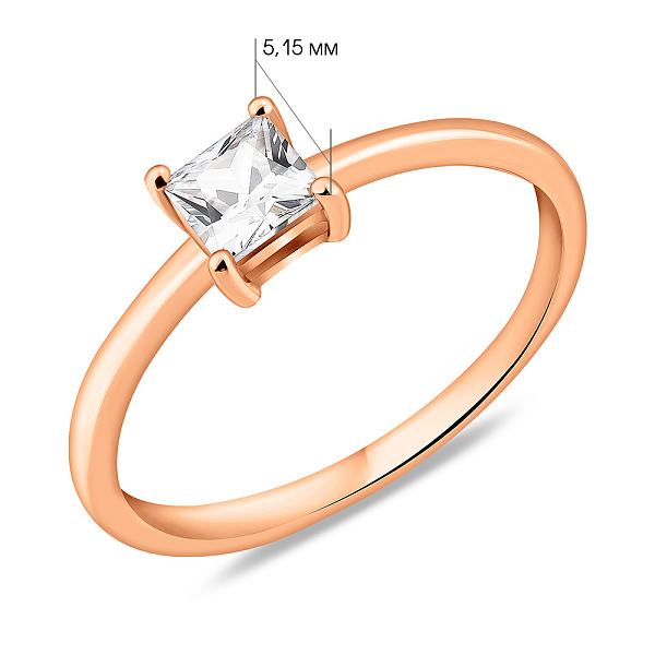 Кольцо из красного золота с фианитом (арт. 141407) – изображение 3