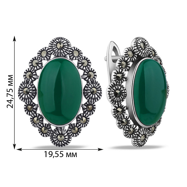 Сережки зі срібла з оніксом (арт. 7402/3532мркоз) – зображення 2