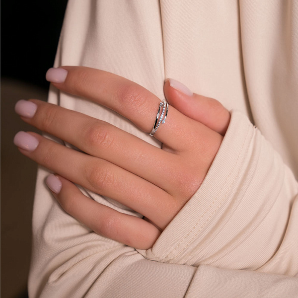 Золота каблучка з доріжкою з діамантів (арт. К011438010б) – зображення 5