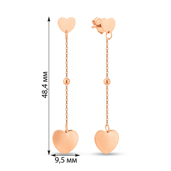 Золотые серьги Сердечки (арт. 1091556м) – изображение 3