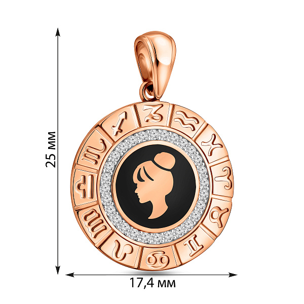 Золотой подвес "Дева" с фианитами и эмалью (арт. 440681ечд) – изображение 6