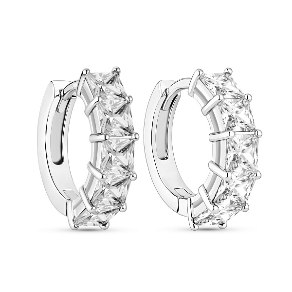 Серебряные серьги-кольца с фианитами (арт. 7502/10407/15) – изображение 1
