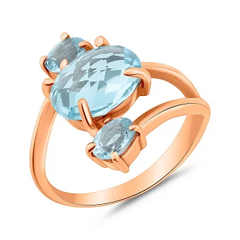 Каблучка з червоного золота з топазом (арт. 152017Пг)