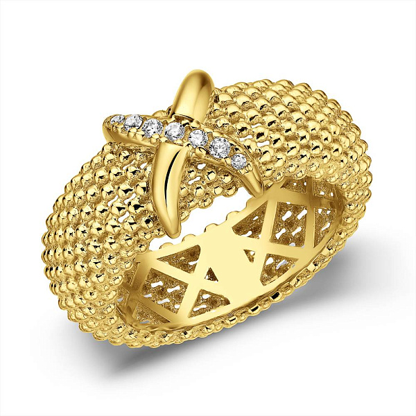 Каблучка з жовтого золота з фіанітами (арт. 156683ж) – зображення 1