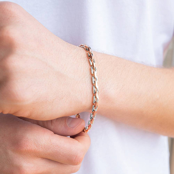 Браслет з червоного і білого золота плетіння Якірне фантазійне (арт. ц305301Д) – зображення 3