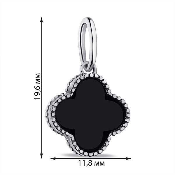 Серебряный подвес Клевер с ониксом (арт. 7503/621/10опп) – изображение 2