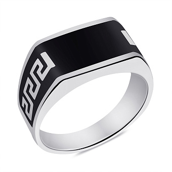 Фото Серебряная печатка с черной эмалью (арт. 7506/6700еч)