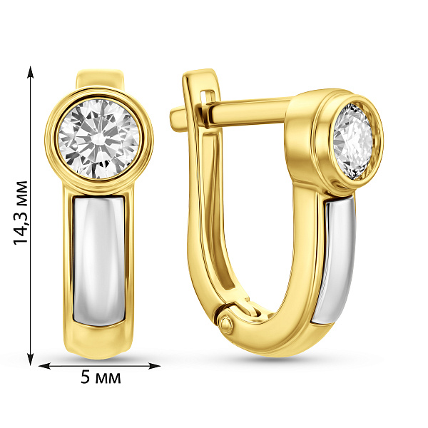 Золотые серьги с фианитом (арт. 114400ж) – изображение 4