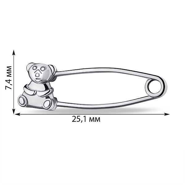 Серебряная булавка Мишка (арт. 7511/БР2/009) – изображение 2