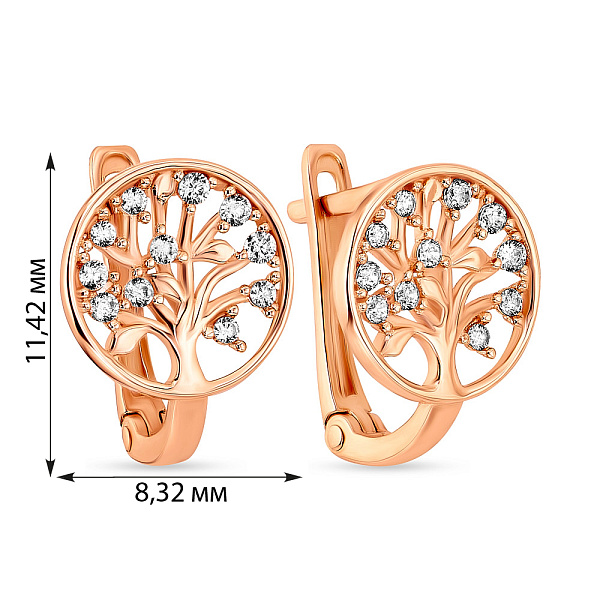 Сережки з золота «Дерево життя» з фіанітами (арт. 108086) – зображення 3
