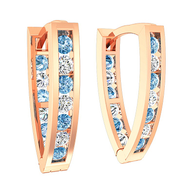 Золотые серьги для детей с голубыми фианитами (арт. 110121г)