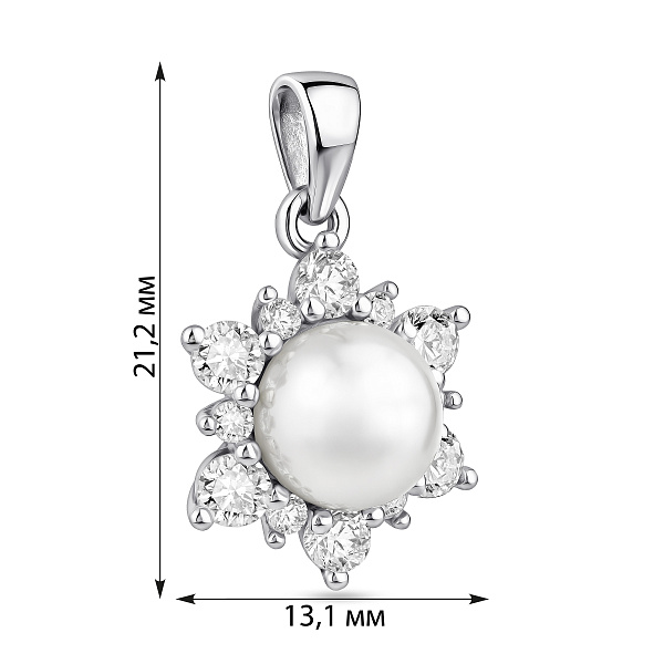 Серебряная подвеска Цветок с жемчугом (арт. 7503/933жбП) – изображение 2