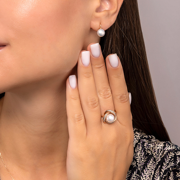 Золотые серьги с жемчугом (арт. 110628) – изображение 3