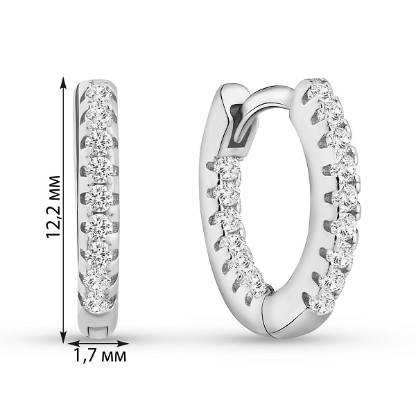 Серебряные серьги-кольца с фианитами (арт. 7502/4779/15) – изображение 2