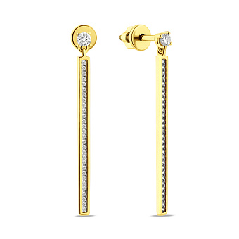 Золотые серьги с подвесками и фианитами (арт. 110563ж)