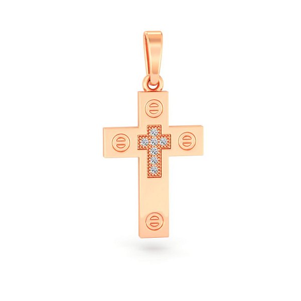 Золотий хрестик з фіанітами (арт. 440886) – зображення 1