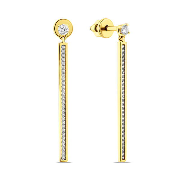 Золотые серьги с подвесками и фианитами (арт. 110563ж) – изображение 1