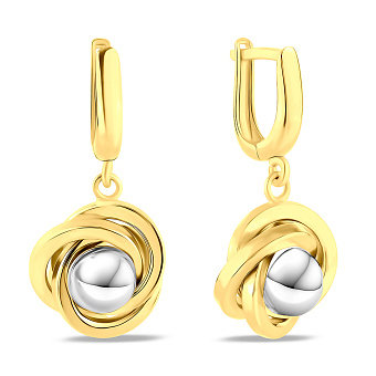 Серьги-подвески из желтого и белого золота (арт. 1091100жб)