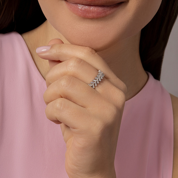 Серебряное кольцо-колосок с фианитами (арт. 7501/8419) – изображение 3