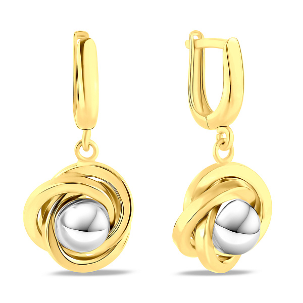 Серьги-подвески из желтого и белого золота (арт. 1091100жб) – изображение 1