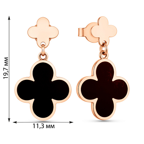 Пусеты из красного золота с эмалью (арт. 111207еч) – изображение 2