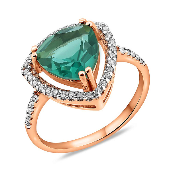 Золотое кольцо с кварцем и фианитами (арт. 140637Пз) – изображение 1