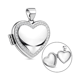 Фото Серебряная подвеска Сердце для фотографии с фианитами (арт. 7503/4493)