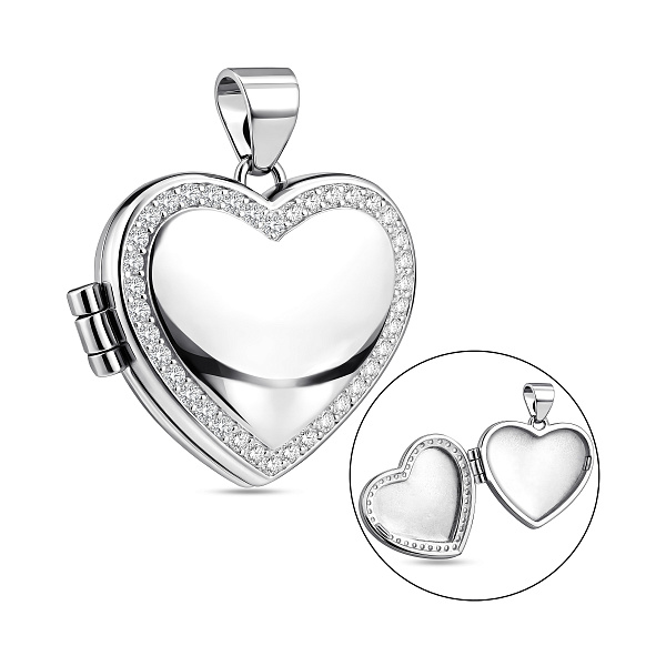 Срібна підвіска Серце для фотографії з фіанітами (арт. 7503/4493) – зображення 3