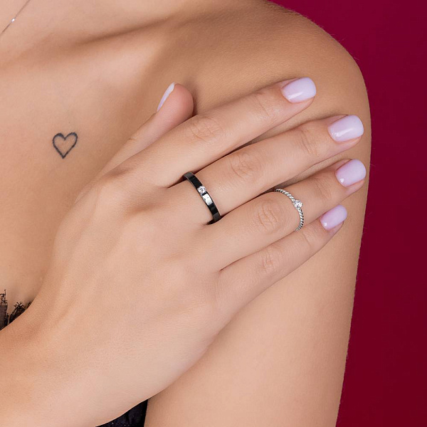 Каблучка для заручин з білого золота з діамантом (арт. К011386010б) – зображення 2