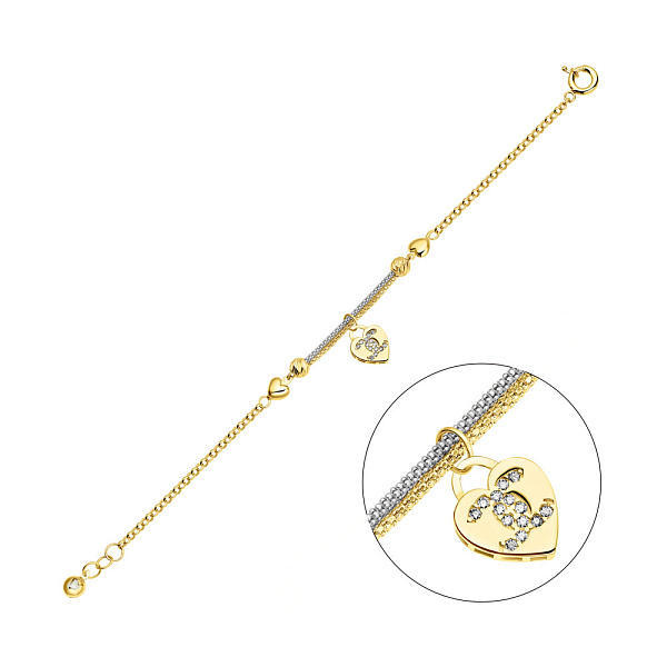 Браслет из желтого и белого золота с подвеской (арт. 325476жбП1) – изображение 1