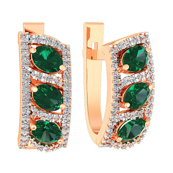 Фото Золоті сережки з кварцом і фіанітами  (арт. 111000Пз)