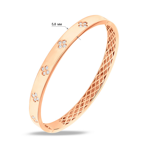 Жорсткий золотий браслет з фіанітами (арт. 326341) – зображення 3