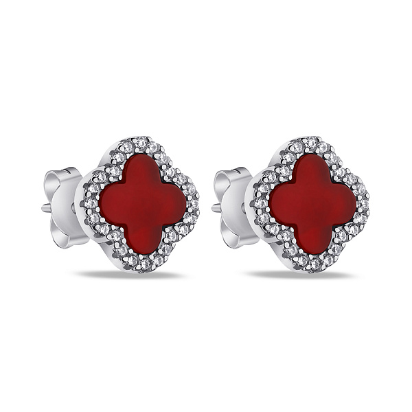 Сережки з сердоліком та фіанітами (арт. 7518/5497/10Срд) – зображення 1