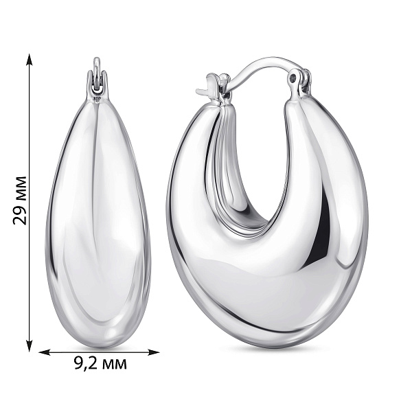 Серебряные серьги-конго без камней (арт. 7502/10124/25) – изображение 2