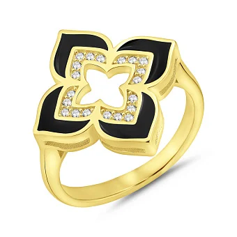 Серебряное кольцо с эмалью и фианитами (арт. 7501/6911/20жеч)