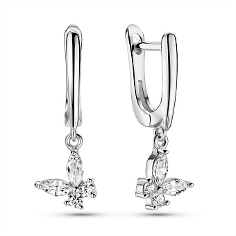 Серебряные серьги Бабочки с фианитами (арт. 7502/10066)