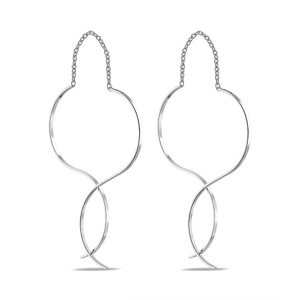 Серебряные серьги-протяжки без камней (арт. 7502/9624) – изображение 1