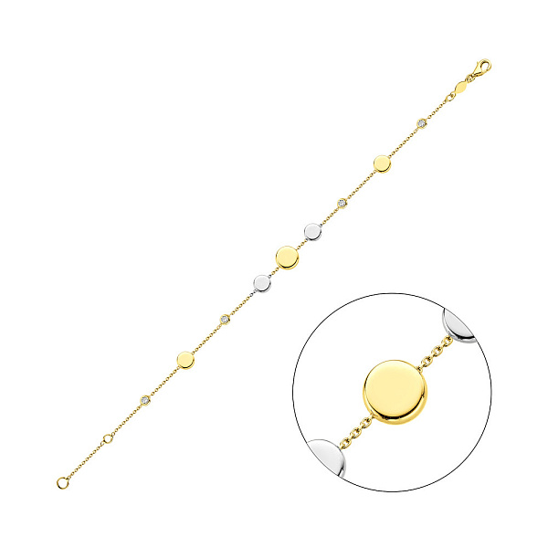 Браслет из желтого и белого золота с фианитами (арт. 326719жб) – изображение 1