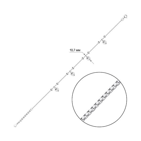 Серебряный браслет с подвесками и фианитами (арт. 7509/1205н) – изображение 2
