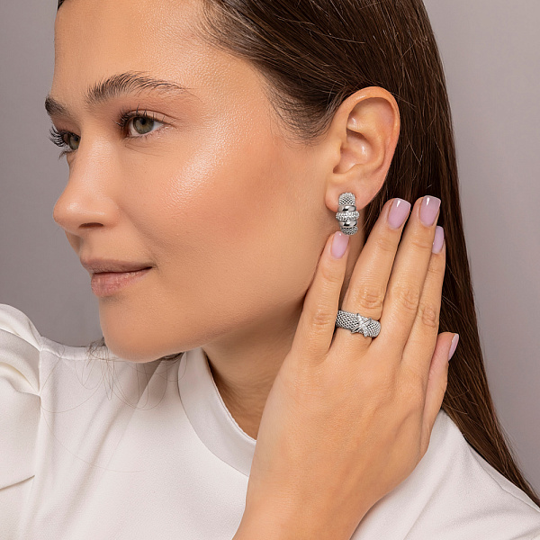 Каблучка з білого золота з фіанітами (арт. 156683б) – зображення 3