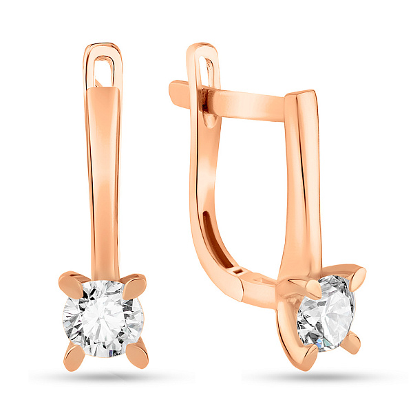 Серьги из красного золота с фианитами (арт. 109859) – изображение 1
