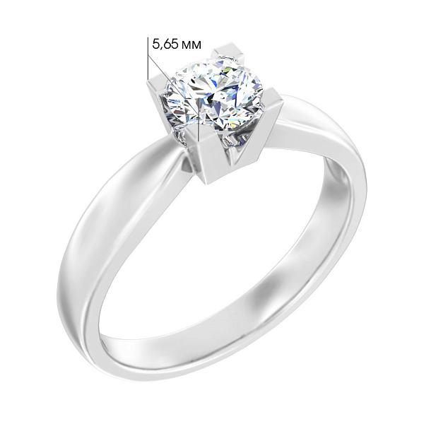 Кольцо из белого золота с бриллиантом (арт. К01119707046б) – изображение 5