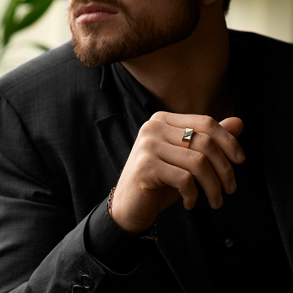 Золота печатка з діамантом (арт. К170039005) – зображення 2